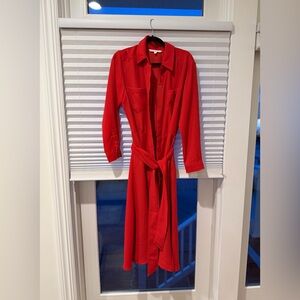 Veronica Beard Cary Belted Crepe Midi Dress